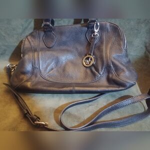 Leather Satchel Handbag in Dark Audrey Brooke